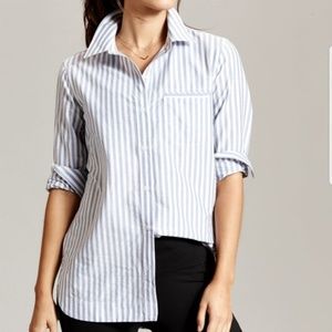 Athleta Striped Shirt Blue White Button Down XXS